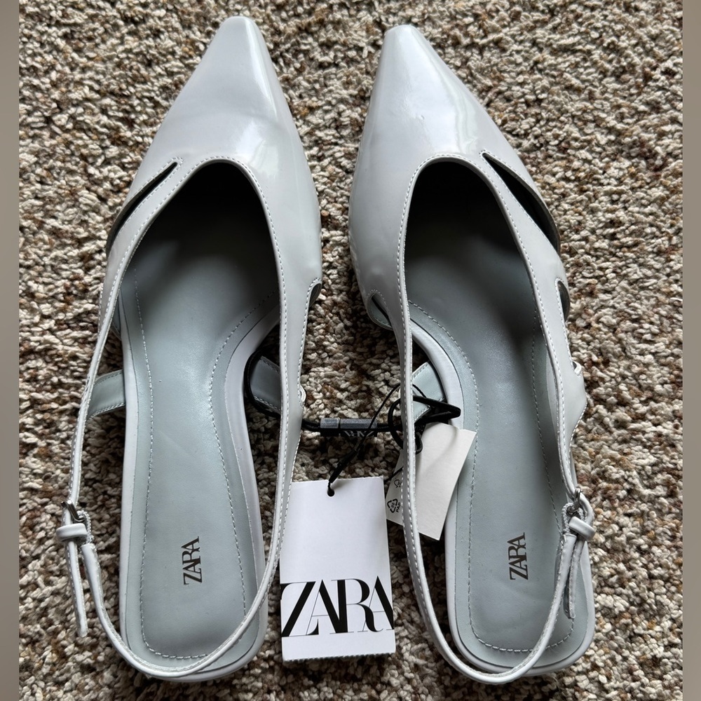 Zara Women's Gray Slingback Flats - Picture 2 of 9